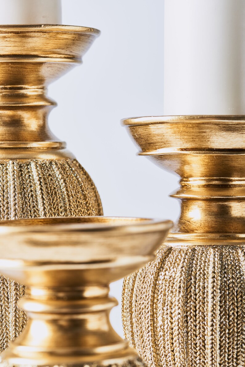 10, 12, 14 Magari Polyresin Candlesticks 3 Piece Set
