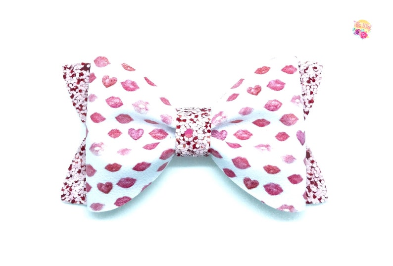Baby hairbow and hairclip Newborn to adult headband and bow Red and pink kiss Valentine/'s Day bow