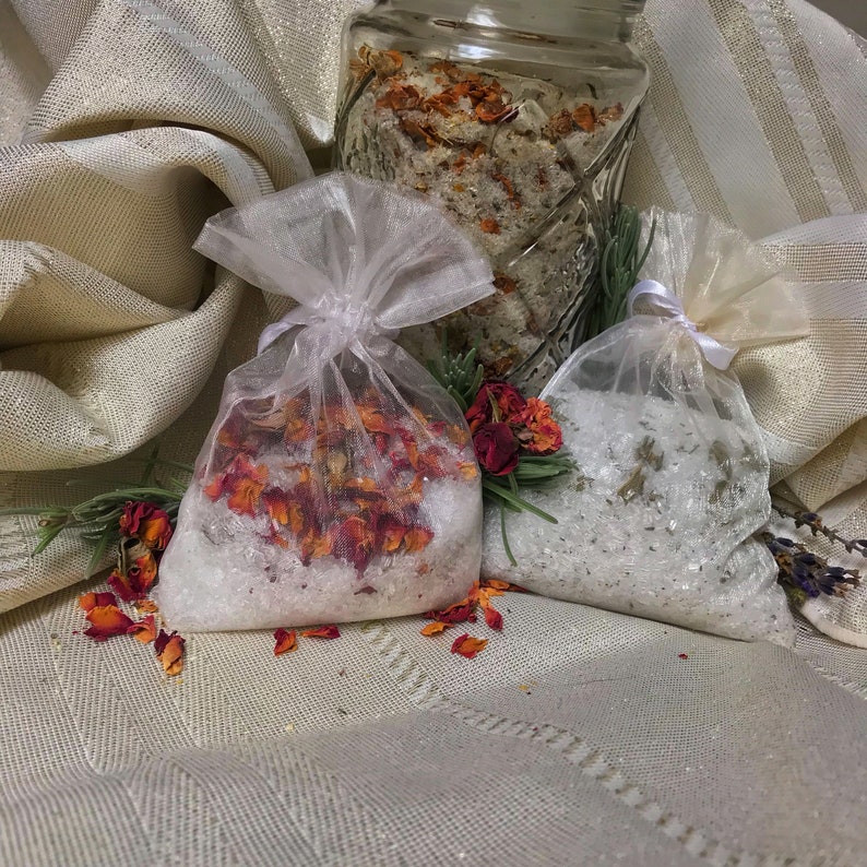 Epsom Salt Bath Soak Sachet Reiki Infused Herbal Healing Etsy