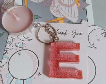 Initial Alphabet Keychain | Cute Personalised Keyring | Glitter Sparkle Handmade Gift