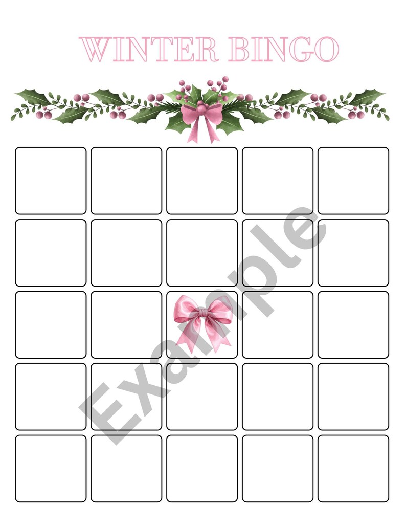 Pink Bingo Layout Pink Christmas Bingo Template - Etsy