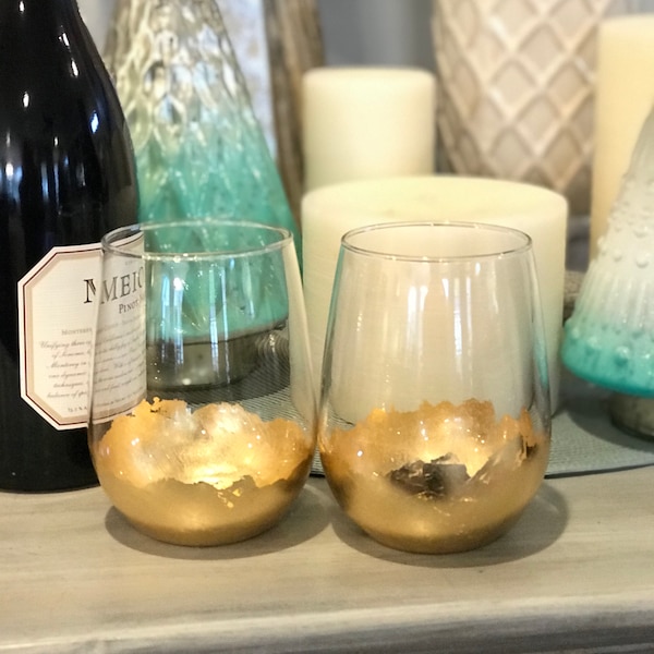 Gold Leaf Glasses Etsy