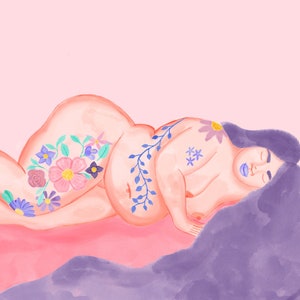 At peace floral fat babe body positive Illustration