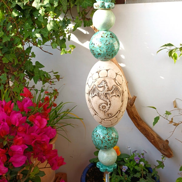 GartenStele mit 7 Keramikteilen,handgemacht