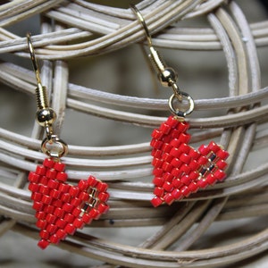 Heart earrings, Miyuki handmade