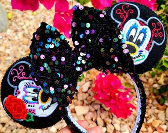 Sugar Skull Embroidery Mouse Ears