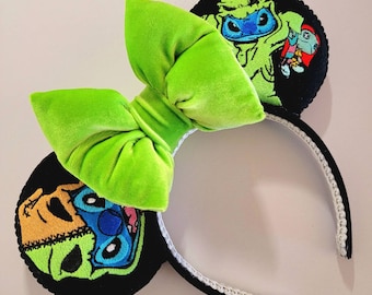 Blue Alien Oogie Embroidery Mouse Ears