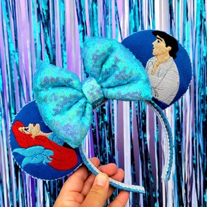 Kiss the Girl Embroidery Mouse Ears , Little Mermaid