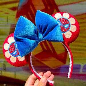 Spiderman Flower Embroidery Mouse Ears