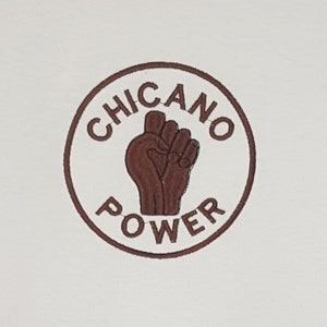 Embroidered White Chicano Power T-Shirt