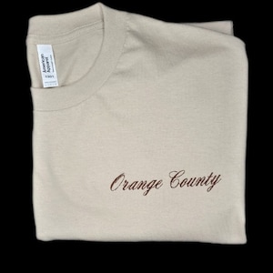 Embroidered Orange County T-Shirt Small Letters