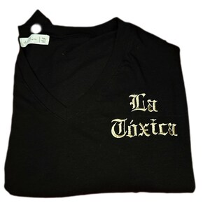 Embroidered Lady&#39;s La Toxica V Neck T-shirt