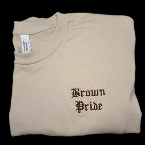 Embroidered Brown Pride T Shirt Small Letters