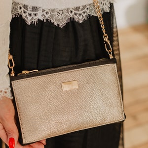 Bronze clutch bag, gold Leather bag, Leather clutch, Gift for Her, Leather Accessories women, Crossbody bag, Leather bag, evening clutch bag