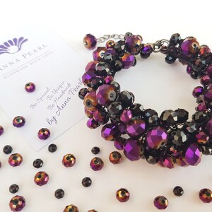 Lila Crystal, dunkellila Armband von AnnaPearl, Braut, Luxus Armband, Swarovski Kristallarmband, Hochzeit