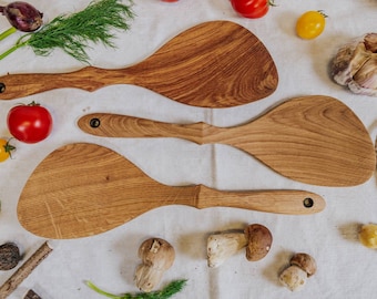 Handmade wooden spatula, oak wood spatula, cooking spatula