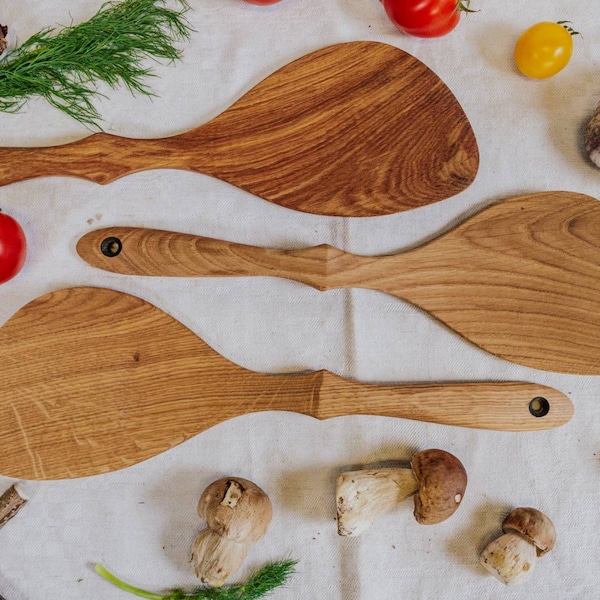 Handmade wooden spatula, oak wood spatula, cooking spatula