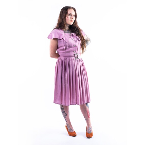 Dreamy pastel pink 80's pleated dress