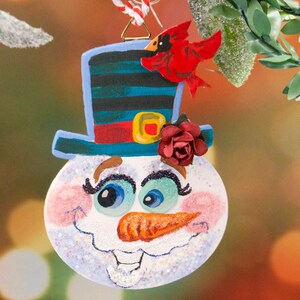 Wooden Snowman Hand Painted Ornament
