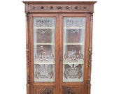 19th Century Italian Carved Walnut Vitrine or Cabinet