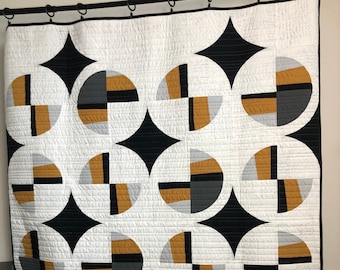 Modern Geometric Circle Fan Quilt / Blanket or Wall Hanging