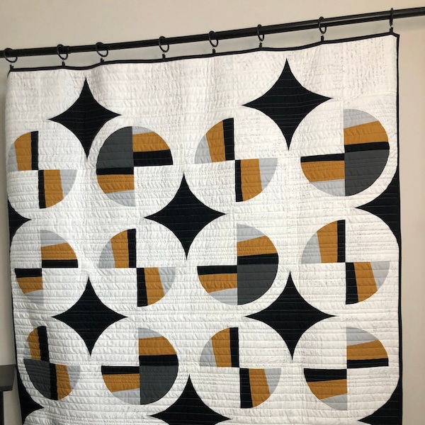 Modern Geometric Circle Fan Quilt / Blanket or Wall Hanging