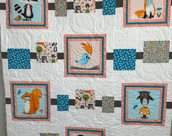 Modern Playful Animal Cartoon Baby / Toddler  / Crib Quilt / Play Mat