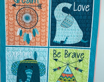 Native Woodland Baby Quilt / Blanket / Wall Hanging / Play Mat