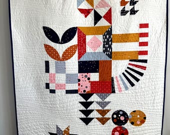 Bauhaus Modern Sampler Lap Quilt or Wall Hanging