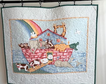 Modern Noah's Ark  Quilt / Whole Cloth Baby Quilt / Blanket / Play Mat