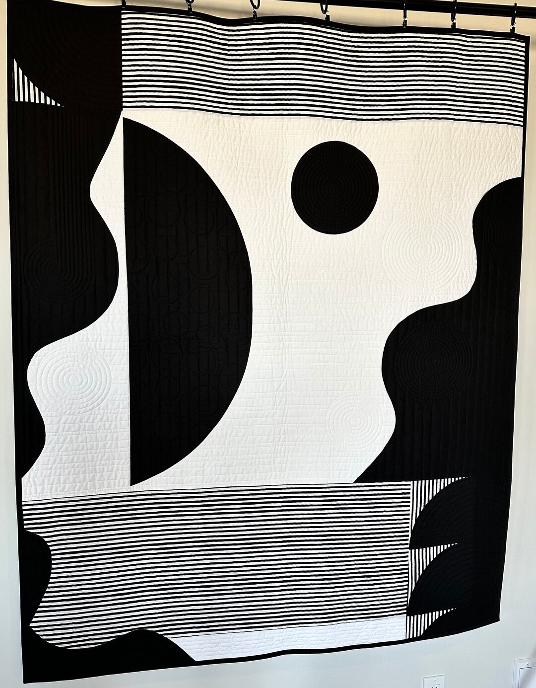 Modern Black and White Contemporary / Geometric Lap Quilt / Wall ...