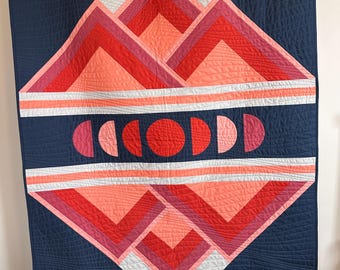 Modern Mountain / Solstice Geometric Lap Quilt | Twin or Full / Double Bed Throw Blanket