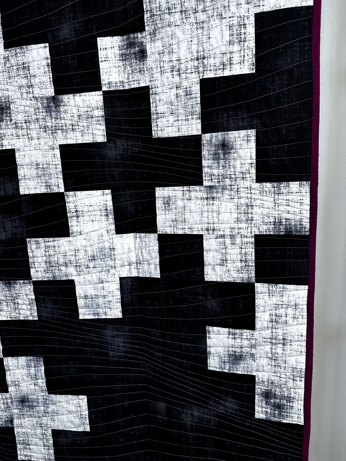 Modern Geometric Black and White Plus Throw Quilt / Bed Quilt / Twin ...