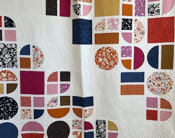 Modern Mosiac / Geometric Mid Century Inspired Lap or Bed  Quilt / Blanket