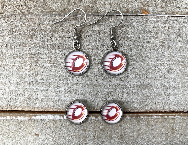 PWHL Earrings, Studs, Dangly, Toronto Sceptres, Frost, Fleet, Victoire, Charge Sirens, Goldeneyes, Torrent Hockey Earrings, Women's Hockey image 5