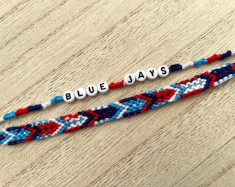 Set of 2 Toronto Blue Jays Friendship Bracelets, Classic Colours Jays Bracelet, Baseball Fans, Jays Fans, Letter Bracelet