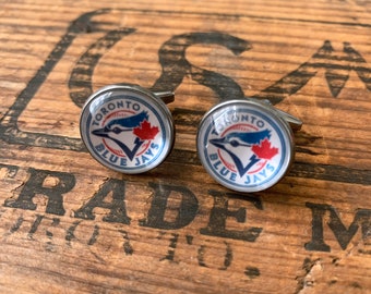 Toronto Blue Jays Cuff Links, Blue Jays Cufflinks, Baseball Fans, Wedding, Groom, Groomsmen, Dad, Guys Gift, Boyfriend, Formal Accessories