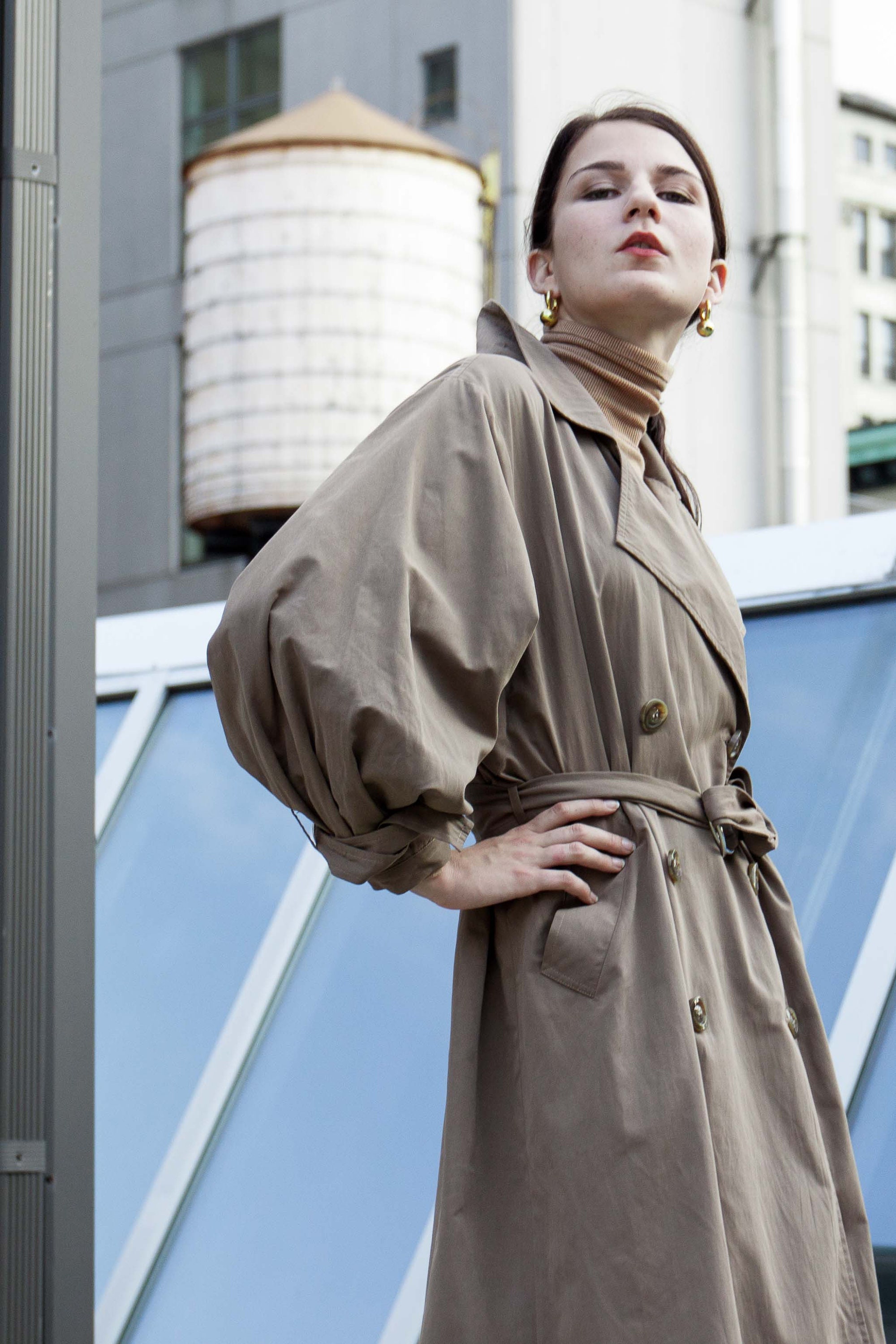 Olivia Puff Sleeves Trench Jacket - Etsy