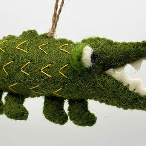Handmade Felted Wool &quot;Krockigator Chomp&quot; ornament-fair trade-felt alligator-felt crocodile-felt ornament-ornaments-handcrafted-made w love