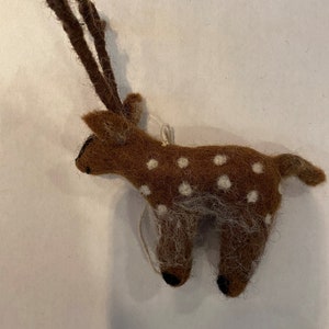 Felted wool "Dolly the Deer" ornament-felted ornament-felt deer-deer ornament-christmas deer-handmade ornament-felted deer-felt ornament