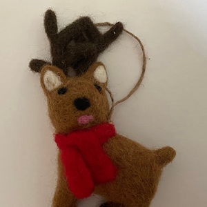 Felted Wool "Reindeer Rosie" Ornament-felted wool-wool felted-felted reindeer-reindeer ornament-christmas ornament-felted ornaments-felted