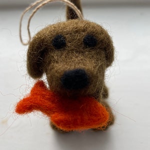 Felt Wool Beau the Salmon Fishing Chocolate Lab | Etsy