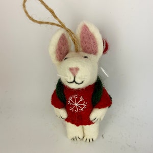 Handmade Felt "Christmas Bunny with Stocking Backpack" ornament-faire trade-handcrafted-made with love-