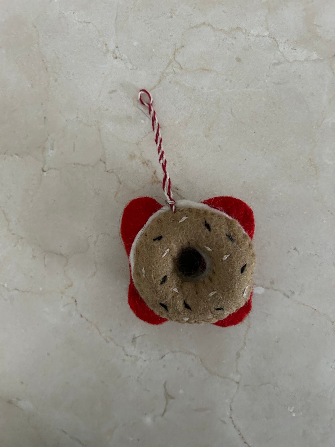 Handmade Felt bagel With Cream Cheese & Lox Ornamentfair Trade