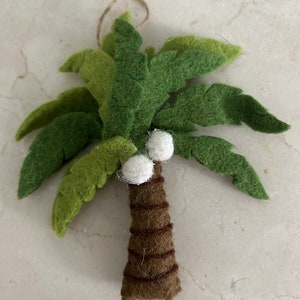 Felted Wool Palm Tree ornament-felt palm tree-palm tree ornament-handmade-fair trade-felt ornaments-ornaments-wool felted image 1