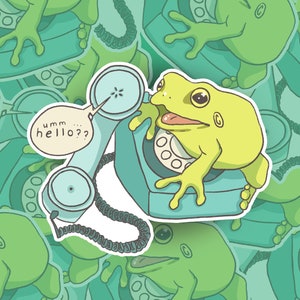 Umm... Hello??  Phone Frog 3" Die-Cut Vinyl Sticker