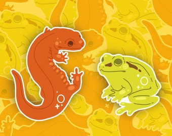 Frog & Salamander Buddies Vinyl Sticker Set