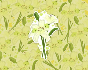 Autocollant en vinyle découpé 3" bouquet de lys - Saint-Valentin 2026