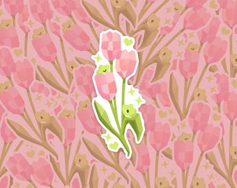 Autocollant en vinyle découpé 3" Bouquet de tulipes - Saint-Valentin 2026