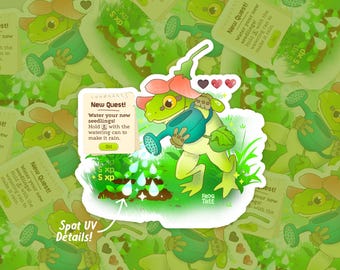 Pegatina de vinilo troquelada de 7,6 cm (3") con barniz UV selectivo y diseño de juego de granja acogedor.